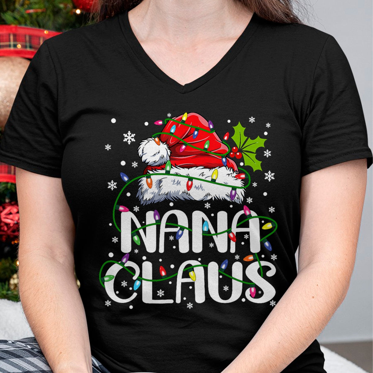 Nana Claus Christmas Lights Pajama Family Matching T-Shirt - Christmas Unisex T-Shirt/Hoodie/Sweatshirt - SNOW00