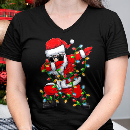 Dabbing Santa Xmas Lights Girls Boys Kids Christmas Gifts T-Shirt - Christmas Unisex T-Shirt/Hoodie/Sweatshirt - SNOW00