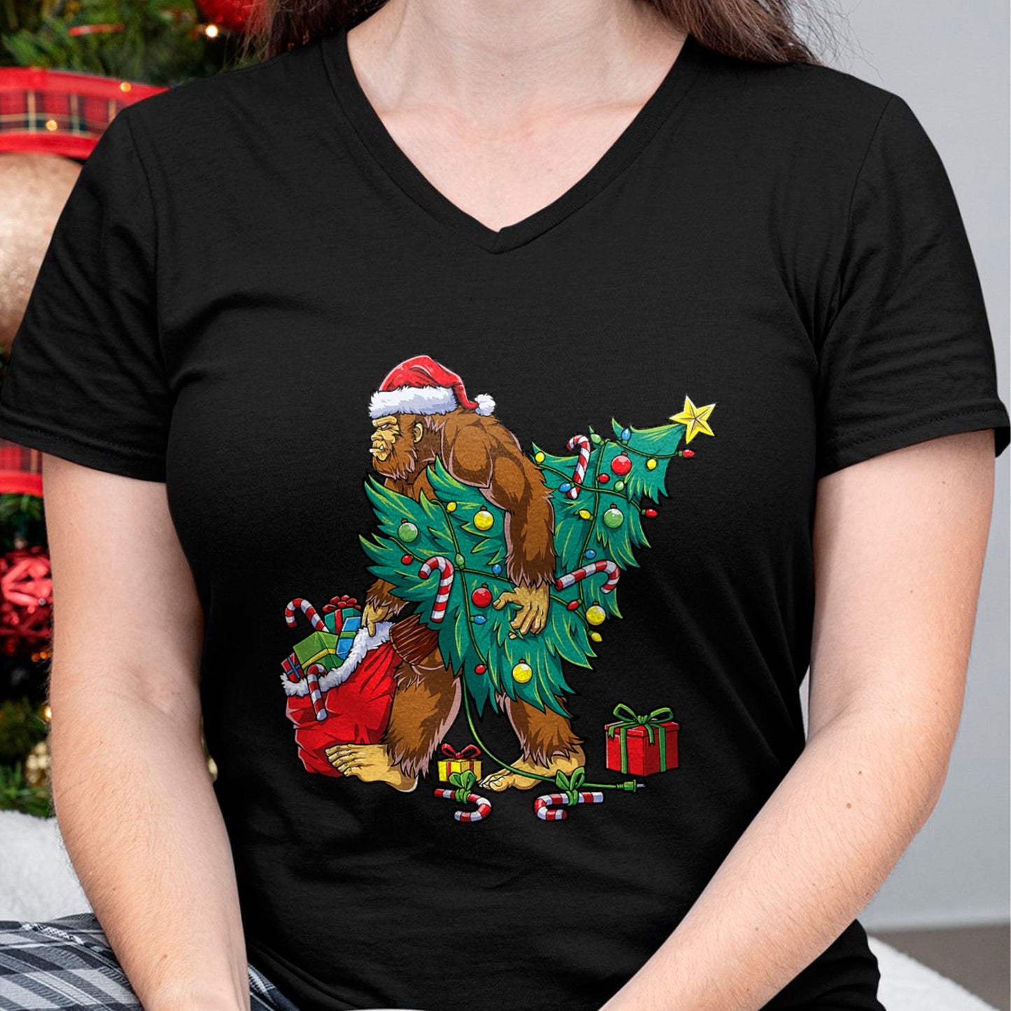 Most Wonderful Christmas Co Bigfoot Christmas Tree Lights Xmas Boys Men Sasquax T-Shirt - Christmas Unisex T-Shirt/Hoodie/Sweatshirt - SNOW00