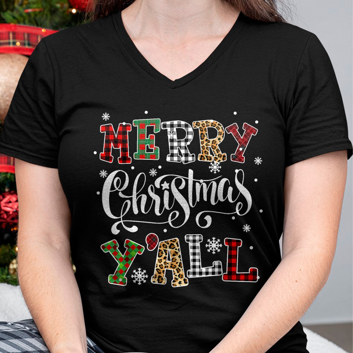 Merry Christmas Ya'll Leopard Buffalo Plaid Pajama Family T-Shirt - Christmas Unisex T-Shirt/Hoodie/Sweatshirt - SNOW00