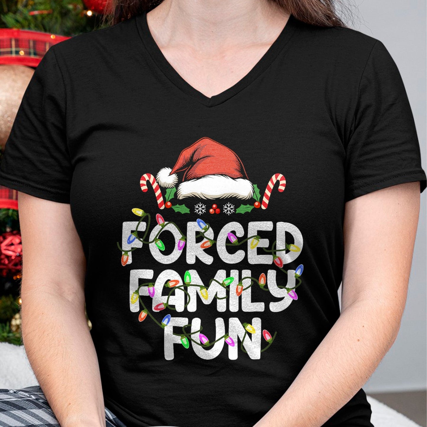 Forced Family Fun Christmas Pajamas Funny T-Shirt - Christmas Unisex T-Shirt/Hoodie/Sweatshirt - SNOW00