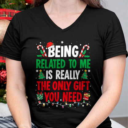 Being Related To Me Funny Christmas Family Xmas Pajamas T-Shirt  - Christmas Unisex T-Shirt/Hoodie/Sweatshirt - SNOW00