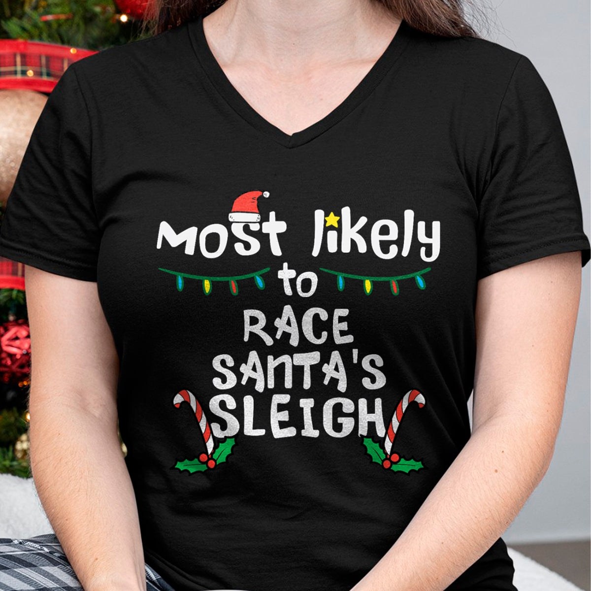 Most Likely Race Santa Sleigh Christmas Xmas Family Boys Men T-Shirt - Christmas Unisex T-Shirt/Hoodie/Sweatshirt - SNOW00