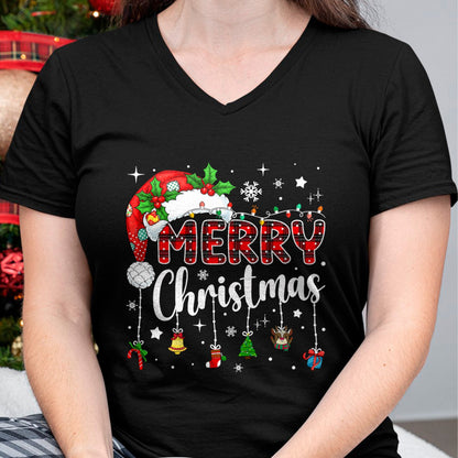 Merry Christmas Red Santa Hat Reindeer Xmas Matching Family T-Shirt - Christmas Unisex T-Shirt/Hoodie/Sweatshirt - SNOW00