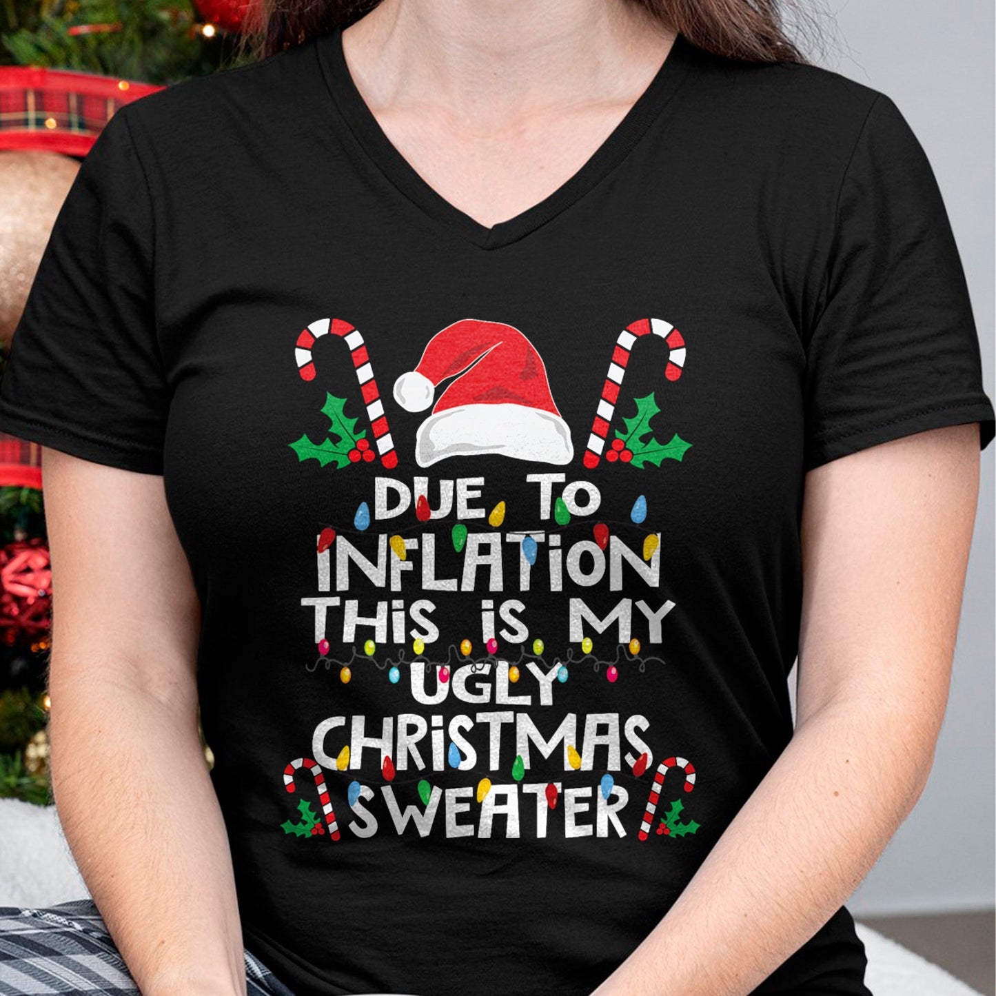 Funny Due to Inflation Ugly Christmas Sweaters For Men Women T-Shirt - Christmas Unisex T-Shirt/Hoodie/Sweatshirt - SNOW00