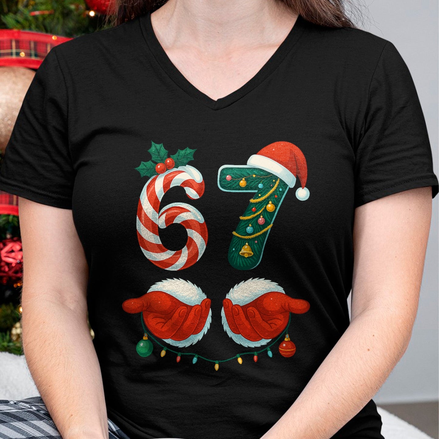 67 Christmas 6 7 Meme Pajamas Holiday Gen Alpha Slang T-Shirt - Christmas Unisex T-Shirt/Hoodie/Sweatshirt - SNOW00