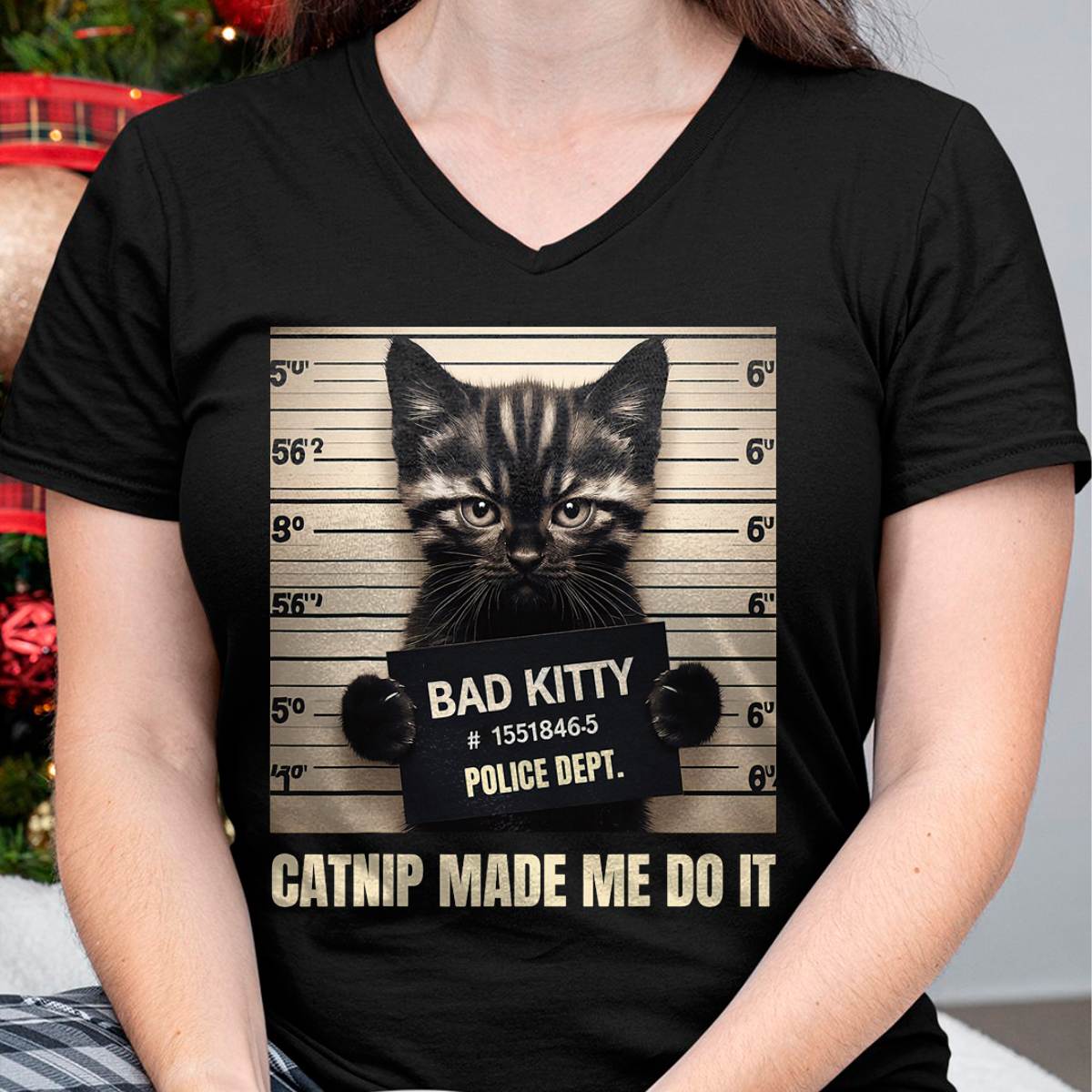 Catnip Made Me Do It Mugshot for Cat Lover Cat Mom Cat Dad T-Shirt