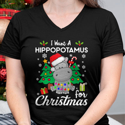 I Want A Hippopotamus For Christmas Cute Gift Xmas Costume T-Shirt - Christmas Unisex T-Shirt/Hoodie/Sweatshirt - SNOW00