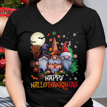 Happy Hallothanksmas Gnomes Lover Halloween Merry Christmas T-Shirt - Christmas Unisex T-Shirt/Hoodie/Sweatshirt - SNOW00