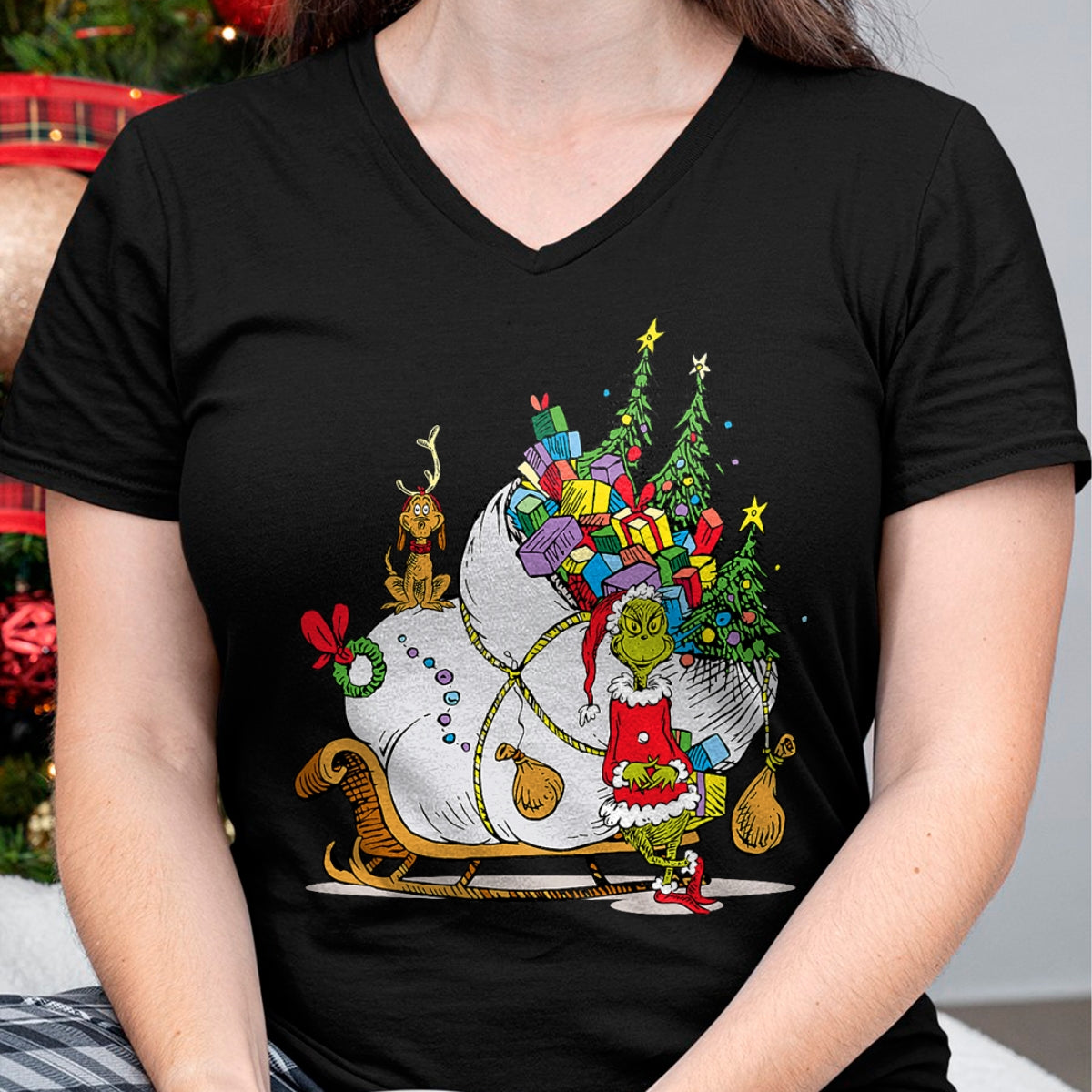 Dr. Seuss Grinch Sleigh T-Shirt - Christmas Unisex T-Shirt/Hoodie/Sweatshirt - SNOW00