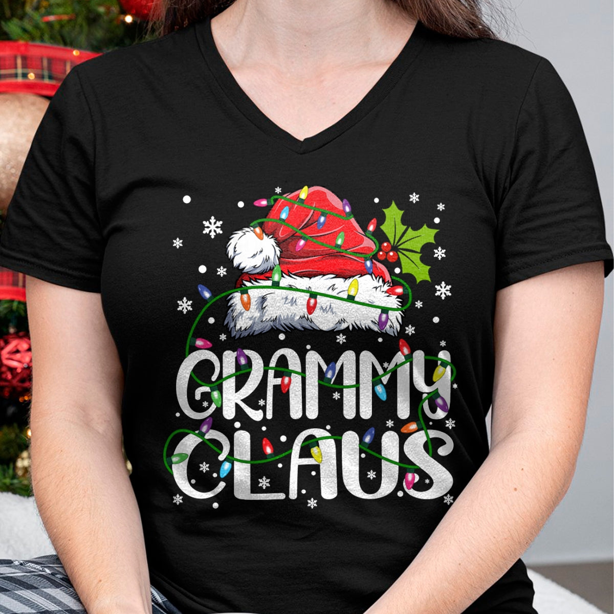 Grammy Claus Shirt Christmas Lights Pajama Family Matching Long Sleeve T-Shirt - Christmas Unisex T-Shirt/Hoodie/Sweatshirt - SNOW00