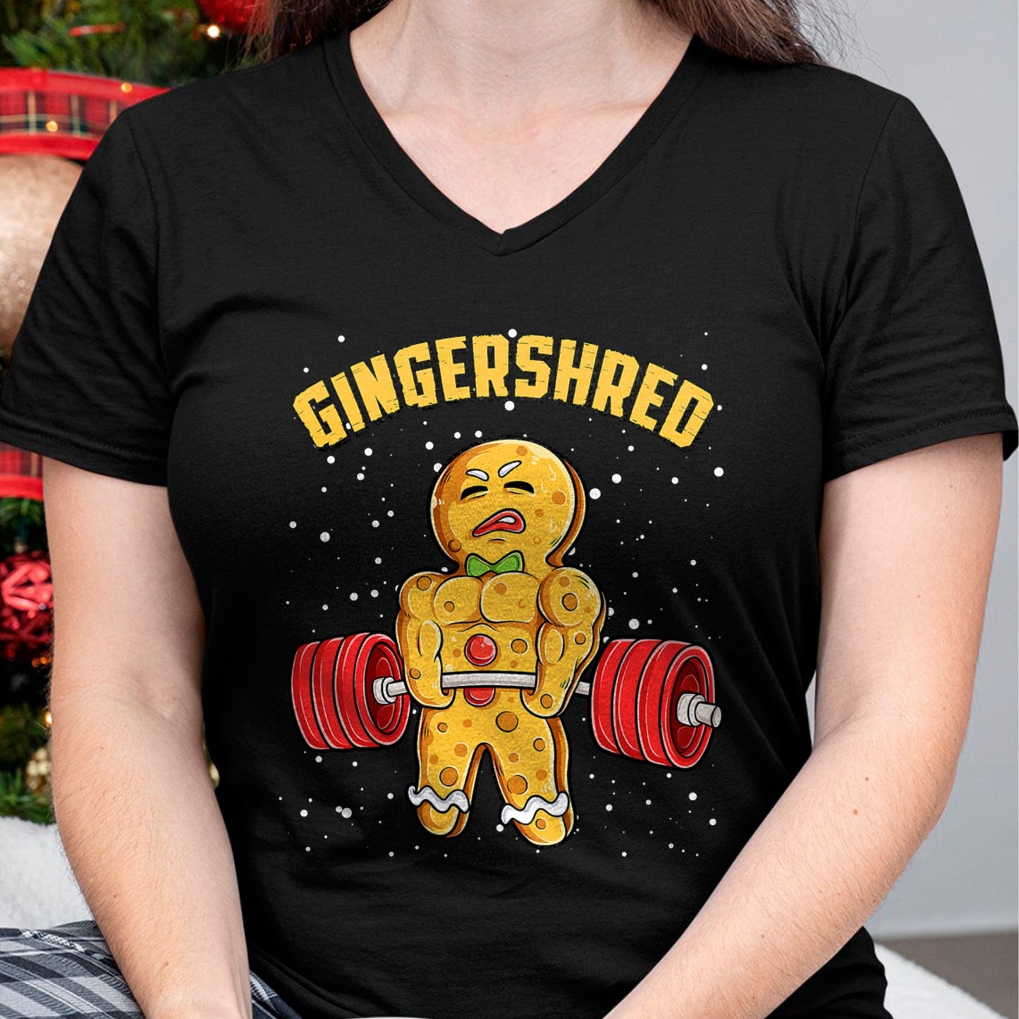 Gingershred Funny Gingerbread Man Gym Bodybuilding Christmas T-Shirt - Christmas Unisex T-Shirt/Hoodie/Sweatshirt - SNOW00