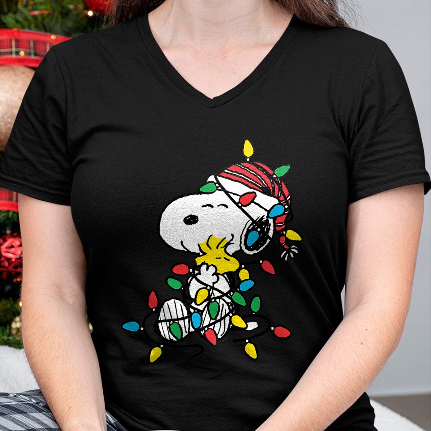 Peanuts - Snoopy Woodstock Christmas Lights T-Shirt - Christmas Unisex T-Shirt/Hoodie/Sweatshirt - SNOW00