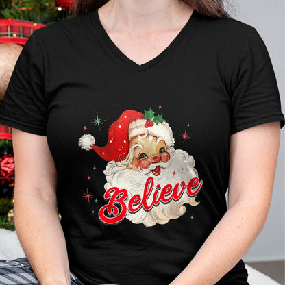 Vintage Santa Claus Believe Christmas Women Boys Girls T-Shirt - Christmas Unisex T-Shirt/Hoodie/Sweatshirt - SNOW00