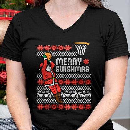 Merry Swishmas Basketball Ugly Christmas Xmas Men Boys Kids T-Shirt - Christmas Unisex T-Shirt/Hoodie/Sweatshirt - SNOW00