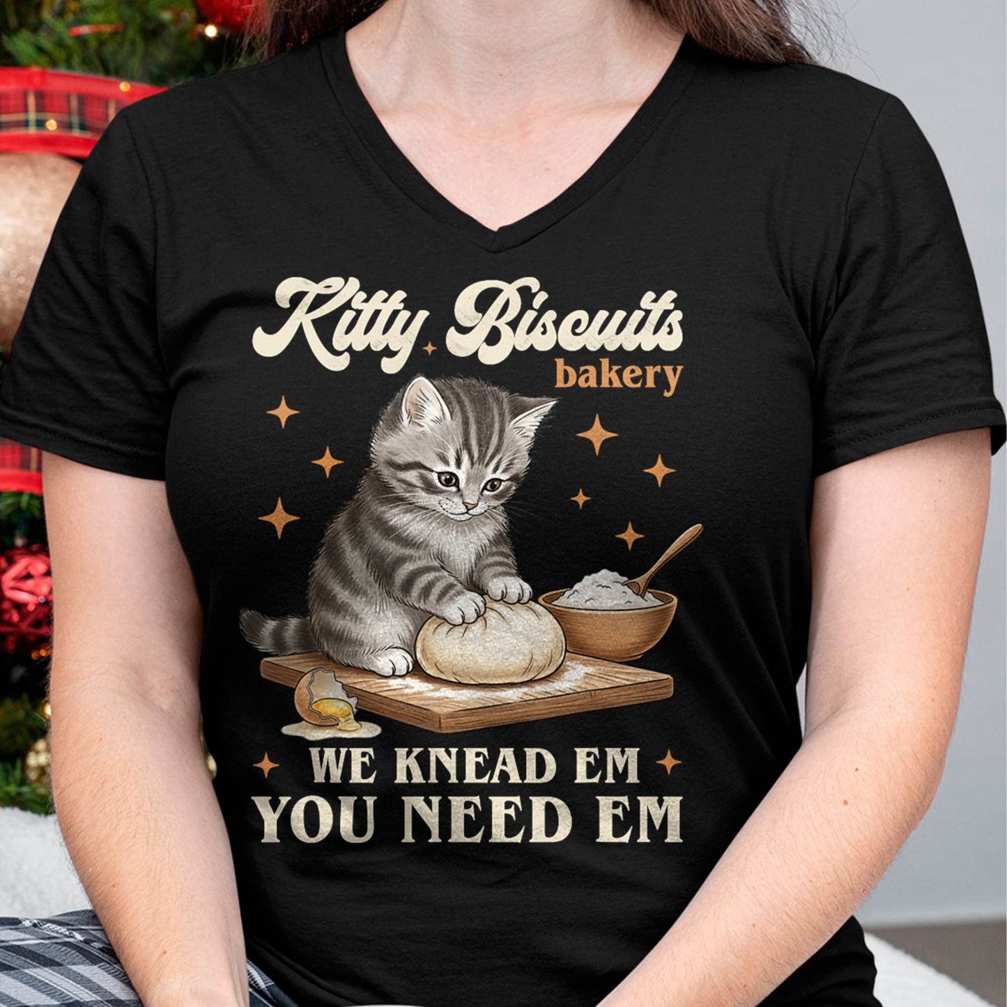 Baking Cat Kitty Biscuits Bakery We Knead Em You Need Em T-Shirt