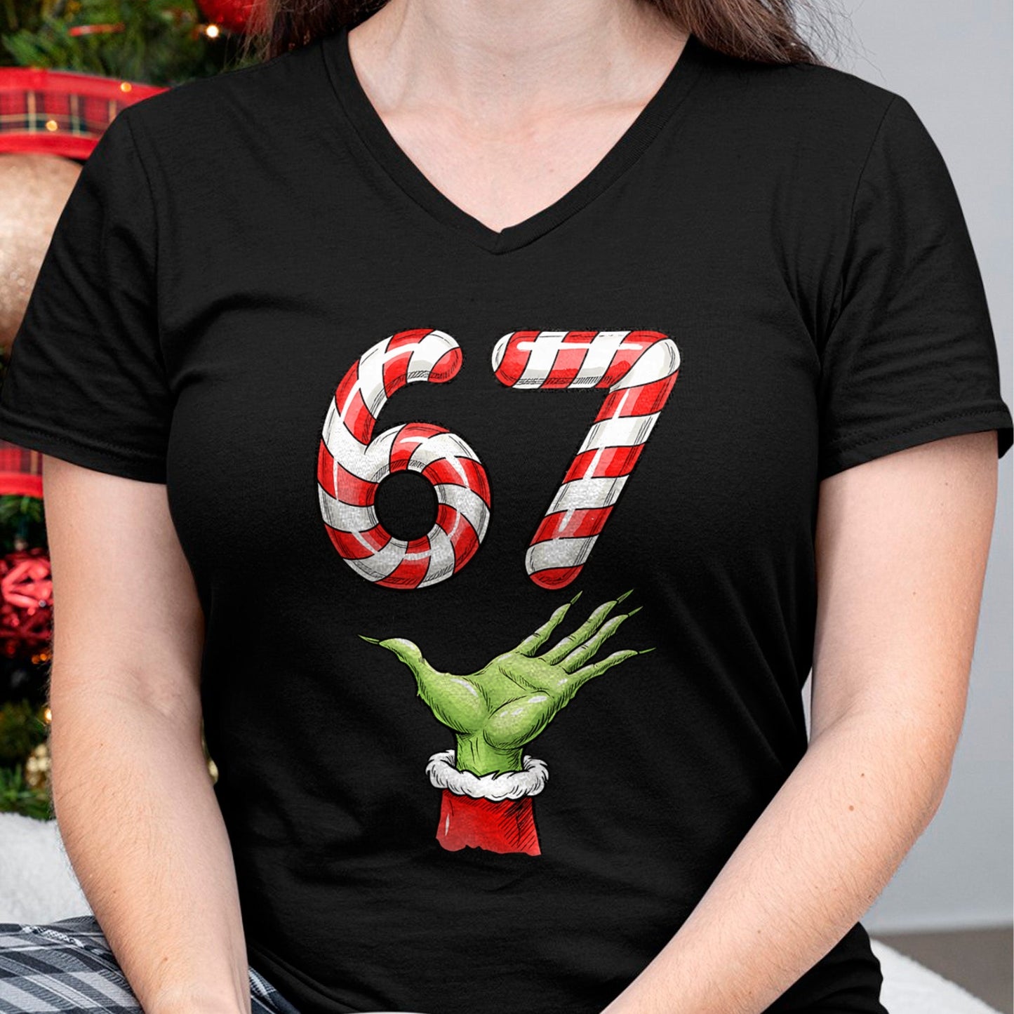 Santa Six Seven 67 Meme Christmas 67 Candy Cane Kids Boys T-Shirt - Christmas Unisex T-Shirt/Hoodie/Sweatshirt - SNOW00