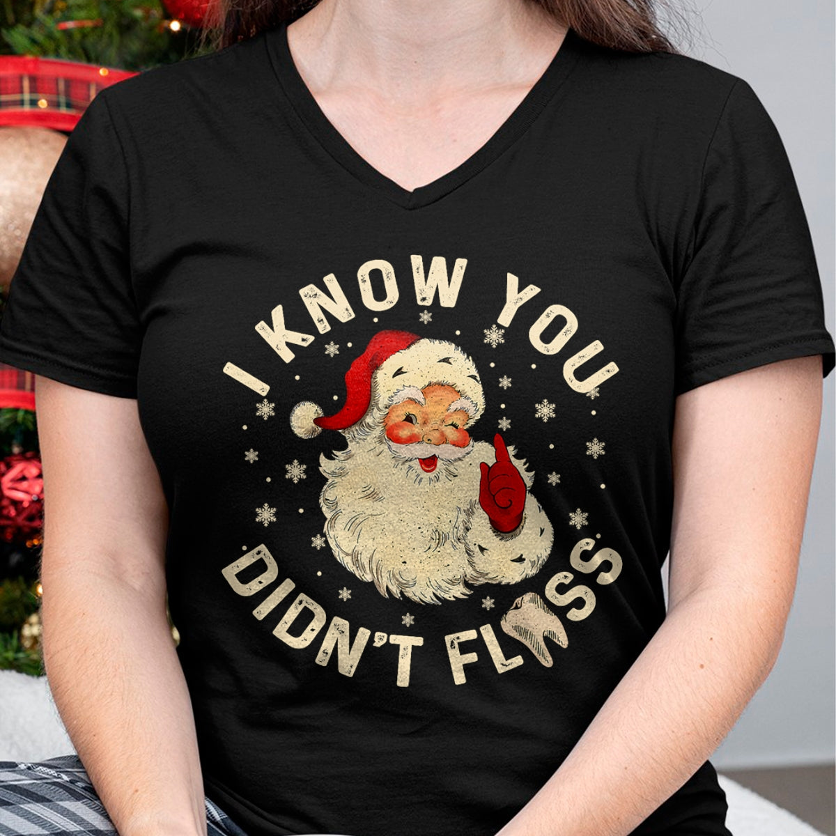 Funny Santa I Know You Didn't Floss Dentist Dental Christmas T-Shirt - Christmas Unisex T-Shirt/Hoodie/Sweatshirt - SNOW00