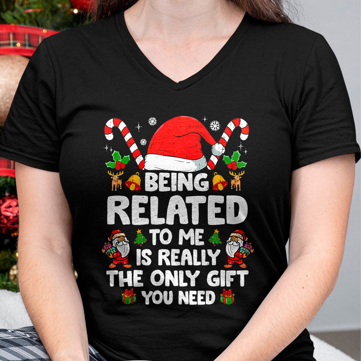 Being Related To Me Funny Christmas Family Xmas Pajamas T-Shirt - Christmas Unisex T-Shirt/Hoodie/Sweatshirt - SNOW00
