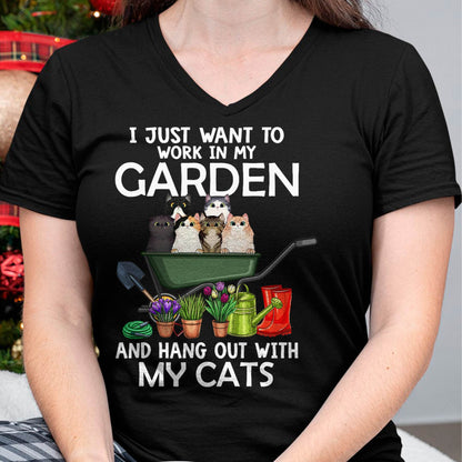 I Just Want to Work in My Garden and Hang Out with My Cats T-Shirt