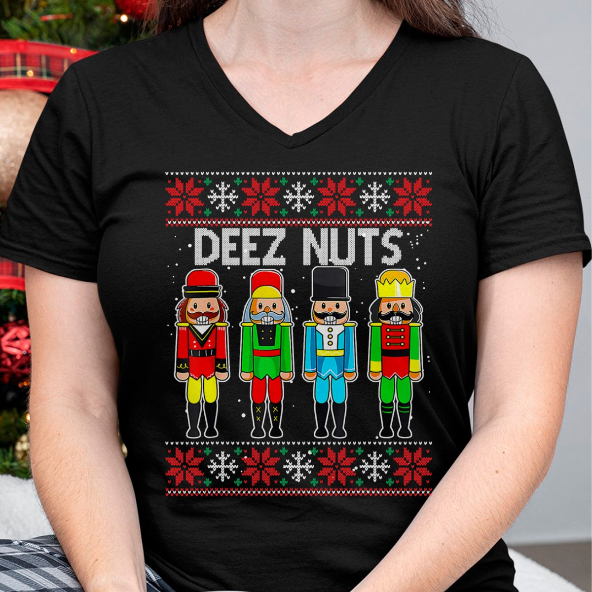 Deez Nuts Nutcracker Ugly Christmas Sweater Funny Xmas T-Shirt - Christmas Unisex T-Shirt/Hoodie/Sweatshirt - SNOW00