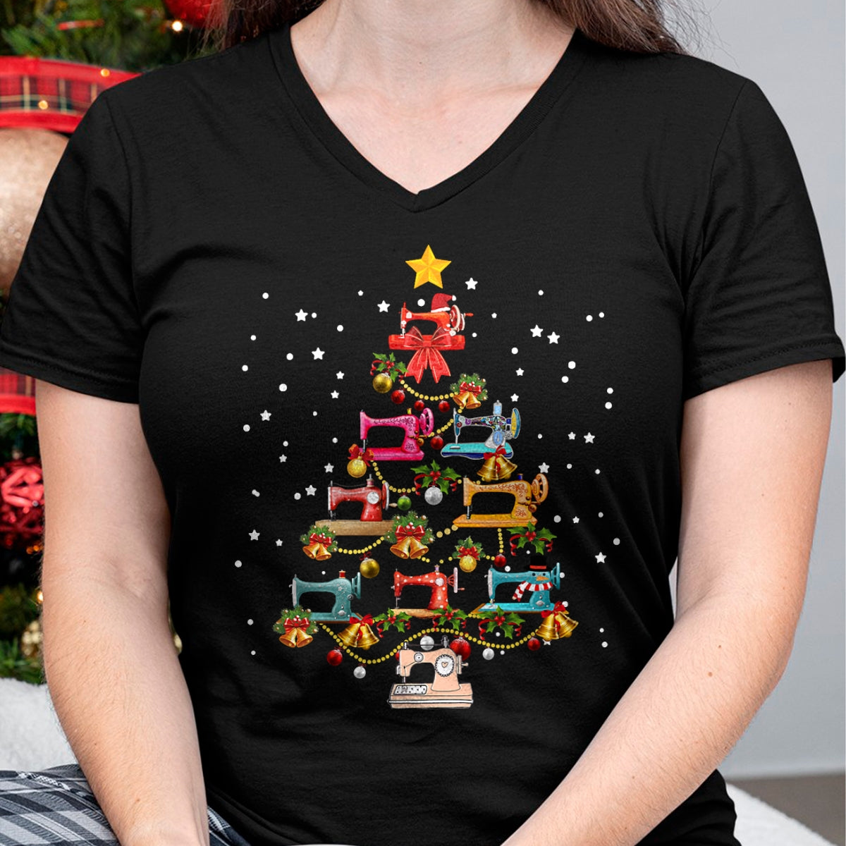 Funny Sewing Machine Christmas Tree Christmas Ornament Women T-Shirt - Christmas Unisex T-Shirt/Hoodie/Sweatshirt - SNOW00