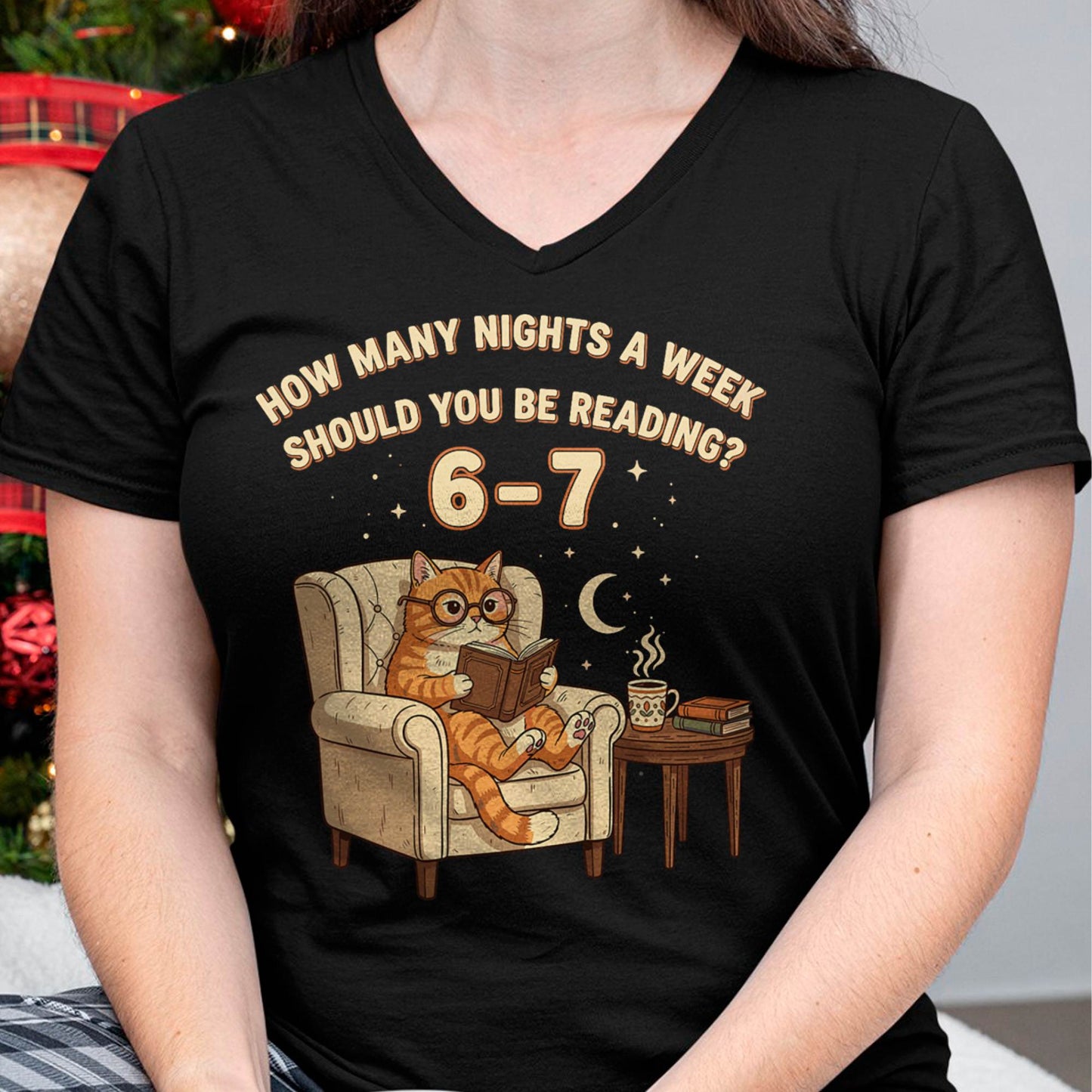 Funny Cat Reading 6-7 Meme English Teacher Book Lover Humor T-Shirt