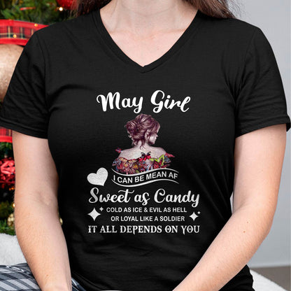 May Girl T-Shirt – Sweet As Candy, Cold As Ice - Birthday Gift for Women - SNOW05 (SKU26T-01-38-05)