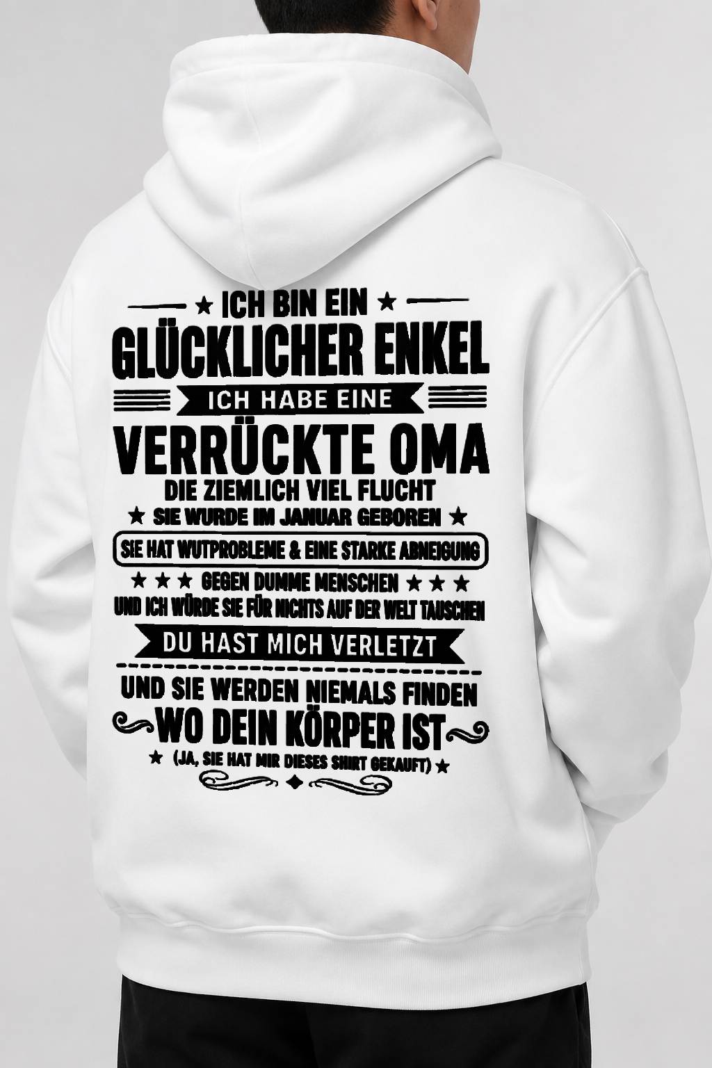 JANUAR SHIRT, ICH BIN EIN GLÜCKLICHER ENKEL - VON DER OMA FÜR DEN ENKEL - SNOW01 (SKU2608-516-01)