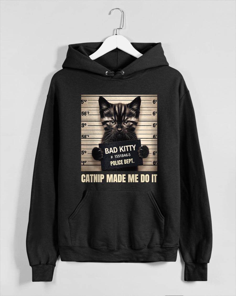 Catnip Made Me Do It Mugshot for Cat Lover Cat Mom Cat Dad T-Shirt