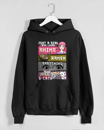 Ramen Cat Anime Sketching Just a Girl Who Loves T-Shirt Small