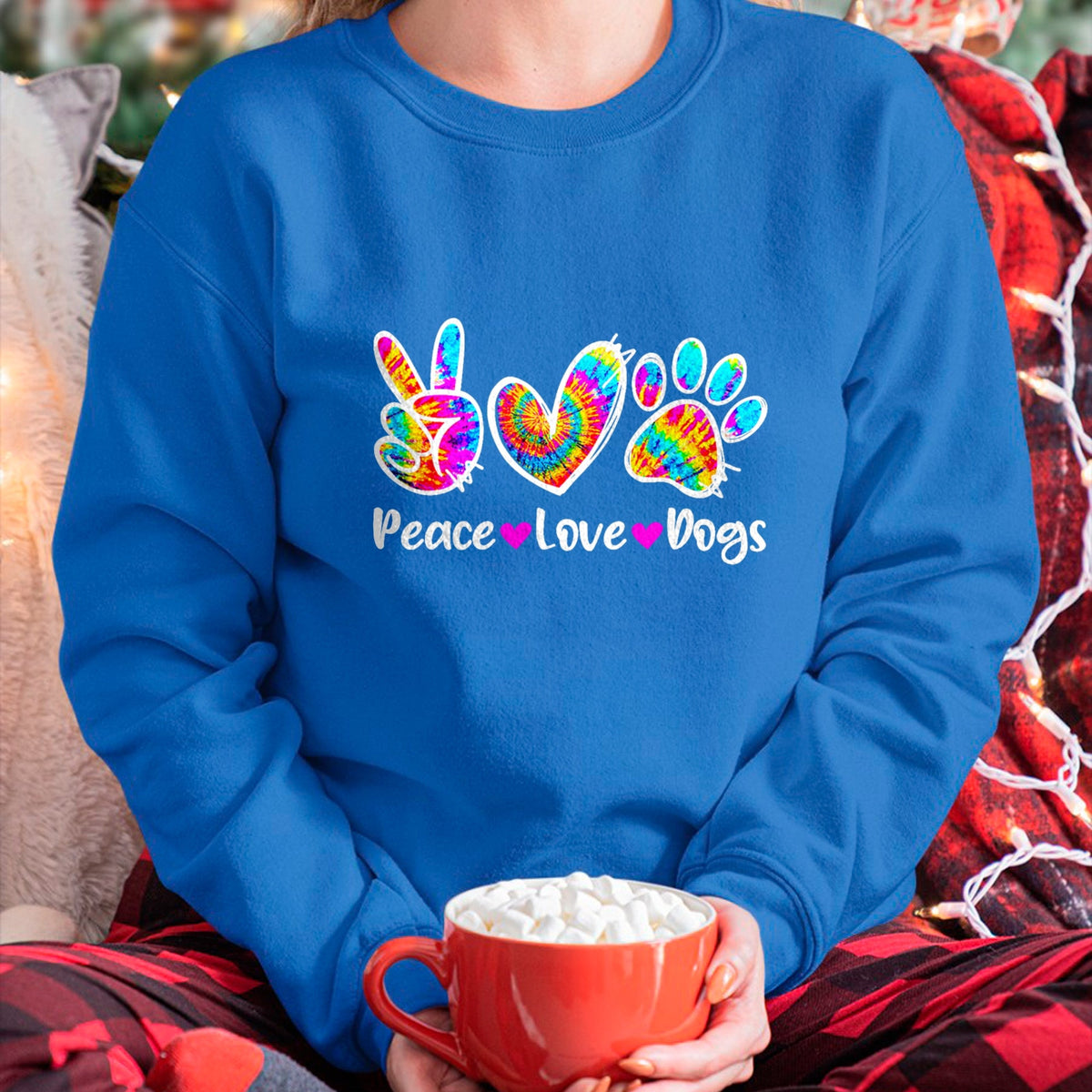 Dog Love Shirt, Dog Lover Gift T-Shirt/Hoodie/Sweatshirt HLT00 - Cute Peace Love Dogs Tie Dye Dog Paw Dog Mom Mothers Day T-Shirt