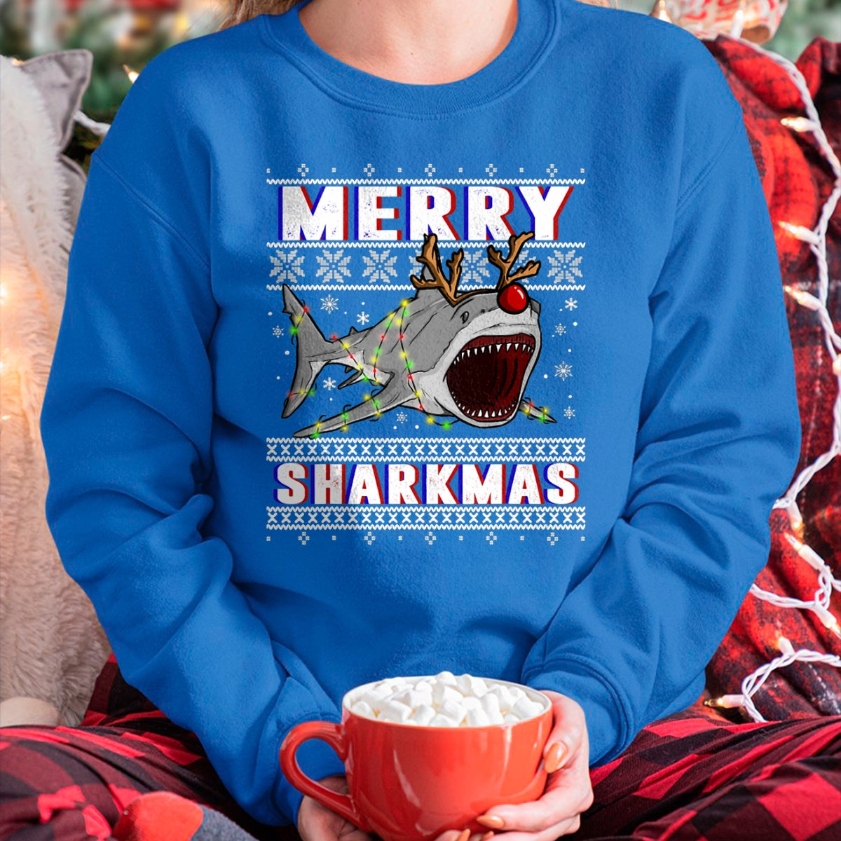 Funny Sharkmas Shark Ugly Christmas Sweaters T-Shirt - Christmas Unisex T-Shirt/Hoodie/Sweatshirt - SNOW00