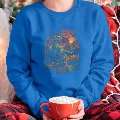 Best Dinosaur Lover Shirt, Funny Dinosaur UnisexT-Shirt/Hoodie/Sweatshirt HLT00 - Vintage Dinosaur 90s T Rex and Triceratops Volcano Nature T-Shirt, Men, Black, 3X-Large