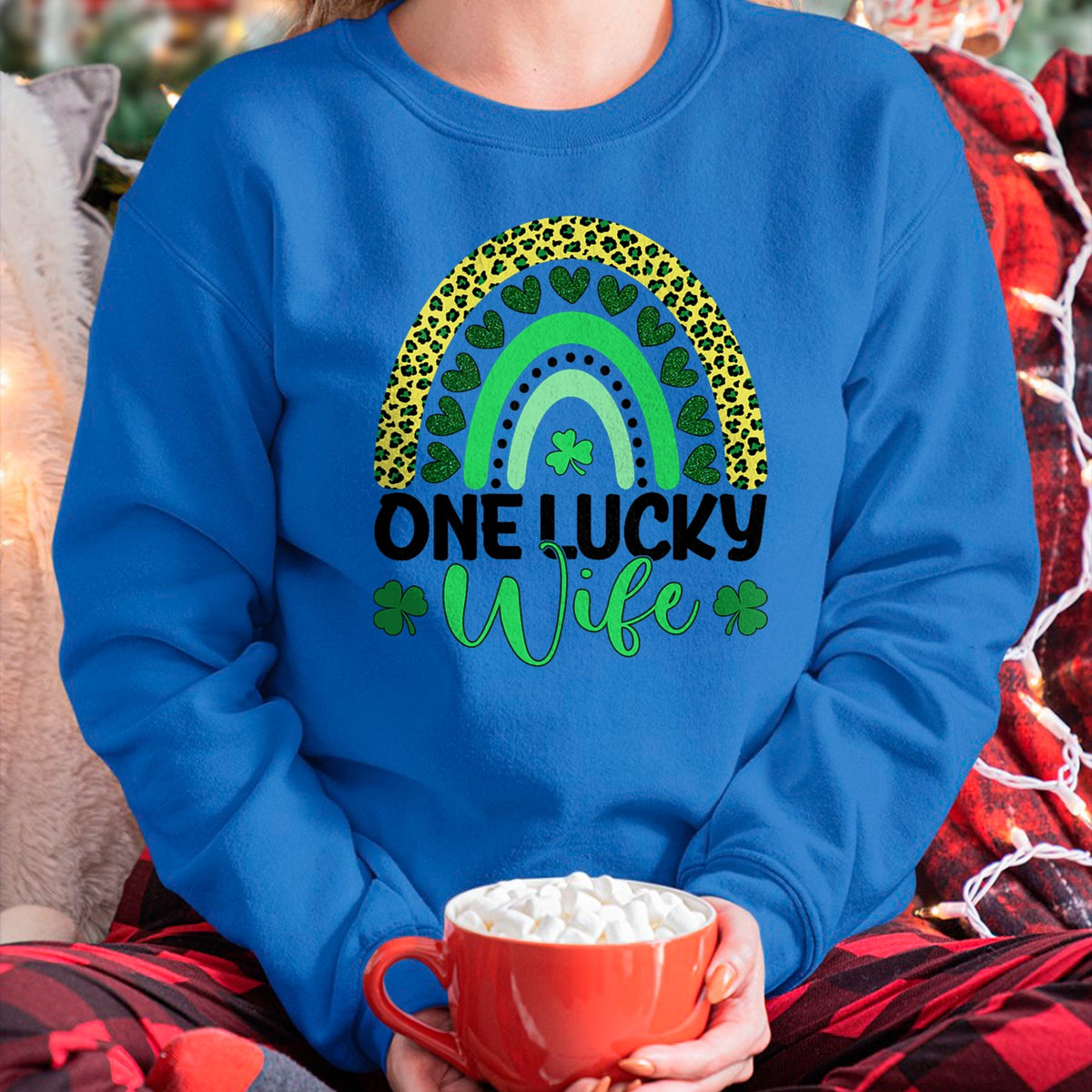Best Wife Shirt, Wife and Husband Unisex T-Shirt/Hoodie/Sweatshirt HLT00 - Gift for wife T shirt, lucky wife   One Lucky Wife Leopard Rainbow Saint Patrick's Day T-Shirt