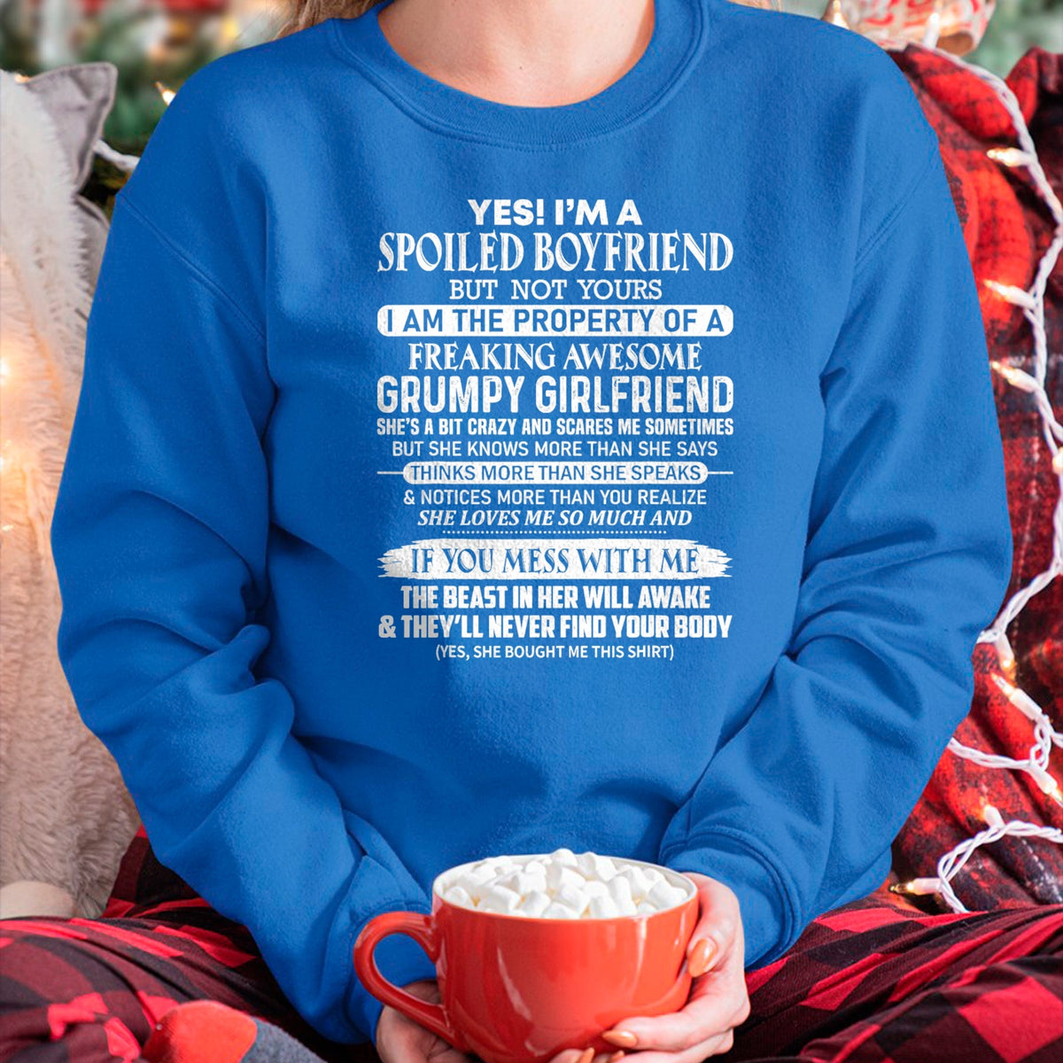 Best Wife Shirt, Wife and Husband Unisex T-Shirt/Hoodie/Sweatshirt HLT00 - Yes I am a spoiled boyfriend of freaking awesome girlfriend T-Shirt (1)