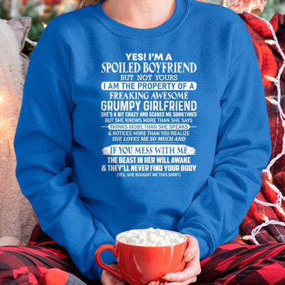 Best Wife Shirt, Wife and Husband Unisex T-Shirt/Hoodie/Sweatshirt HLT00 - Yes I am a spoiled boyfriend of freaking awesome girlfriend T-Shirt (1)