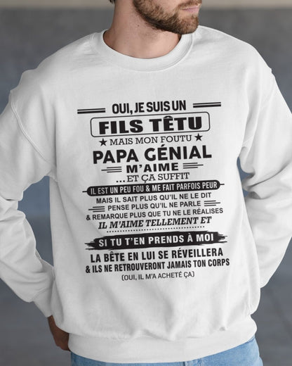 Oui, je suis un garçon têtu – T-shirt | Cadeau d’anniversaire de papa pour son fils - snow00 / fr00 (SKU12-260-00)