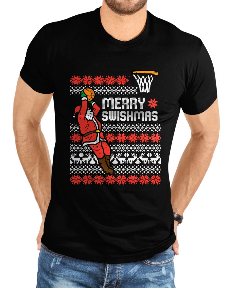 Merry Swishmas Basketball Ugly Christmas Xmas Men Boys Kids T-Shirt - Christmas Unisex T-Shirt/Hoodie/Sweatshirt - SNOW00