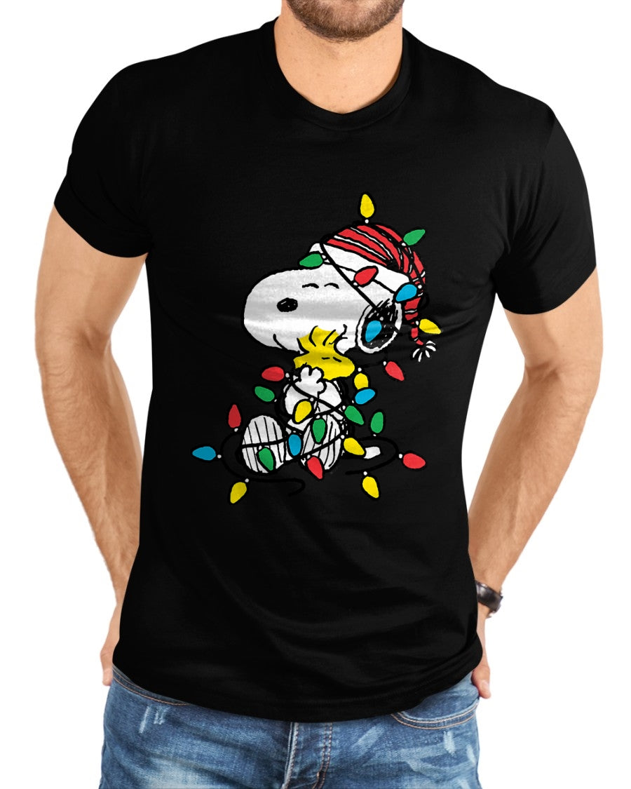 Peanuts - Snoopy Woodstock Christmas Lights T-Shirt - Christmas Unisex T-Shirt/Hoodie/Sweatshirt - SNOW00