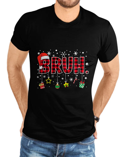 Bruh Funny Christmas Red Plaid Teens Boys Kids Xmas Pajamas T-Shirt - Christmas Unisex T-Shirt/Hoodie/Sweatshirt - SNOW00