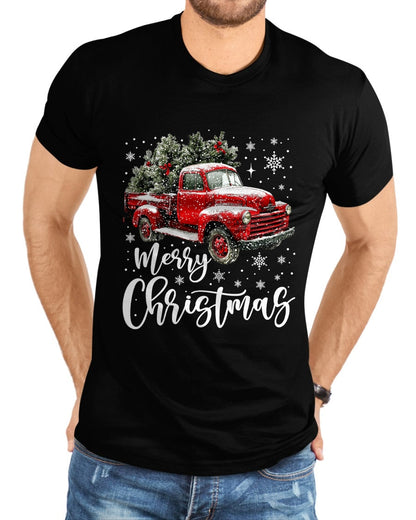 Merry Christmas Red Truck Family Matching Christmas Pajama T-Shirt - Christmas Unisex T-Shirt/Hoodie/Sweatshirt - SNOW00
