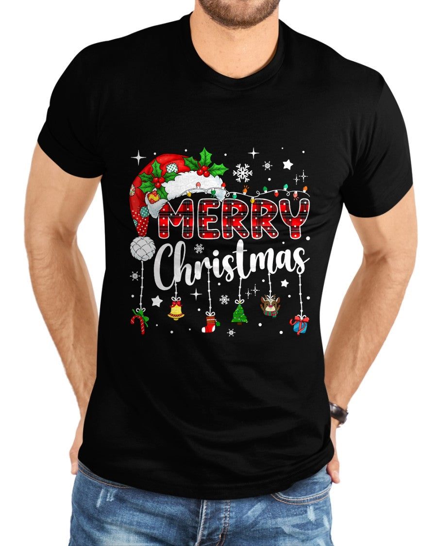 Merry Christmas Red Santa Hat Reindeer Xmas Matching Family T-Shirt - Christmas Unisex T-Shirt/Hoodie/Sweatshirt - SNOW00