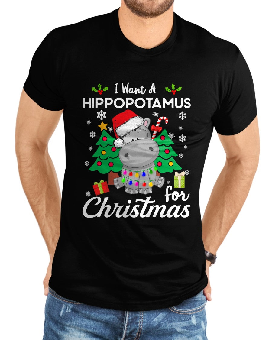 I Want A Hippopotamus For Christmas Cute Gift Xmas Costume T-Shirt - Christmas Unisex T-Shirt/Hoodie/Sweatshirt - SNOW00
