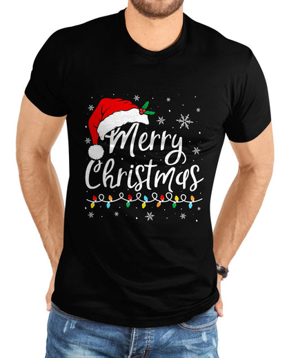 Merry Christmas Lights Santa Hat Xmas Family Matching Pajama T-Shirt - Christmas Unisex T-Shirt/Hoodie/Sweatshirt - SNOW00