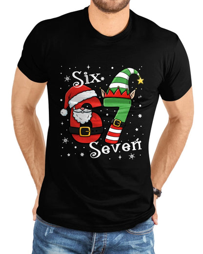 Funny Six Seven 67 Meme 6 7 Elf Santa Christmas Pajamas Kids T-Shirt - Christmas Unisex T-Shirt/Hoodie/Sweatshirt - SNOW00