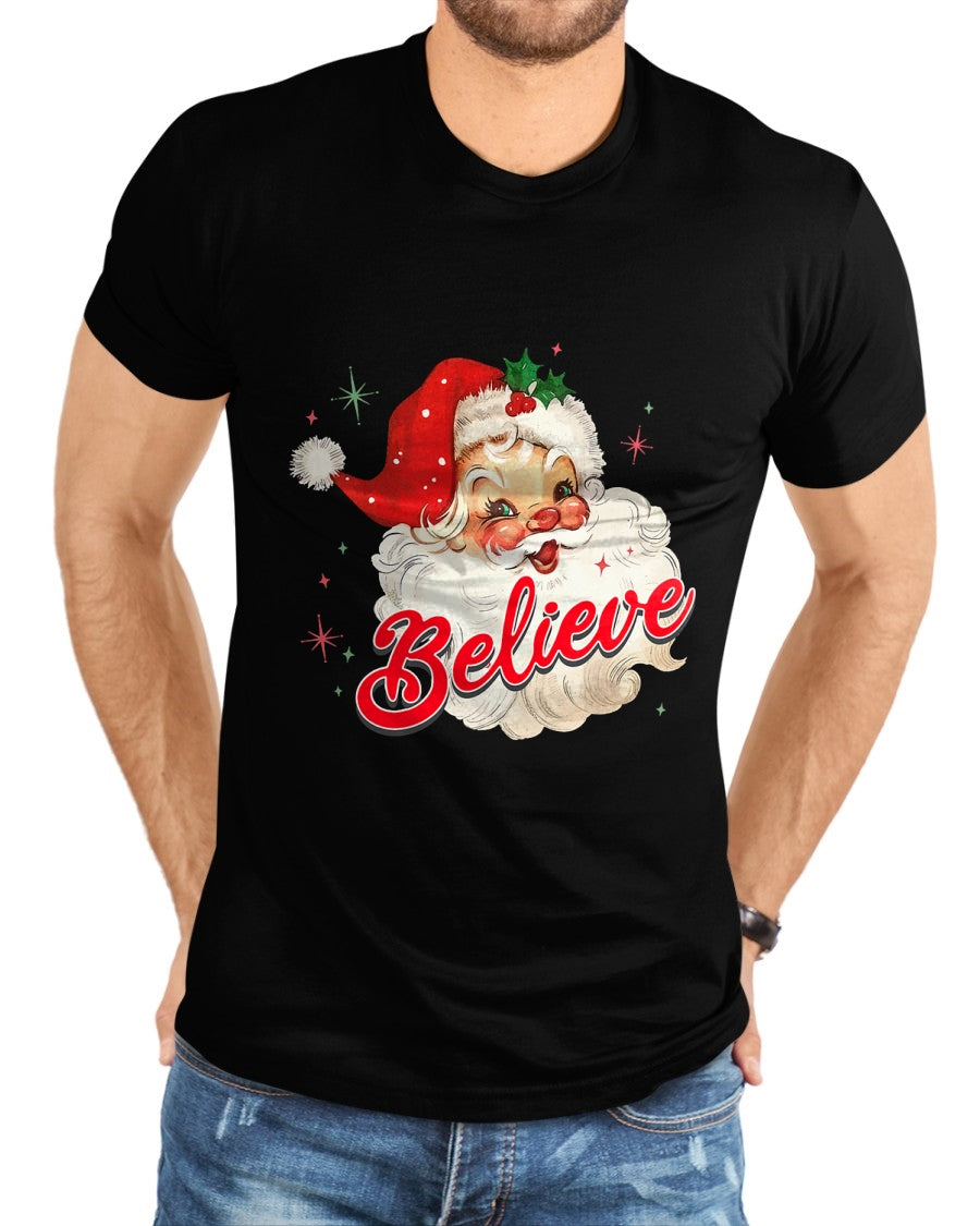 Vintage Santa Claus Believe Christmas Women Boys Girls T-Shirt - Christmas Unisex T-Shirt/Hoodie/Sweatshirt - SNOW00
