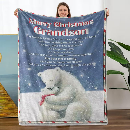 Christmas Gift For Your Grandson Blanket - From Grandma& Grandpa