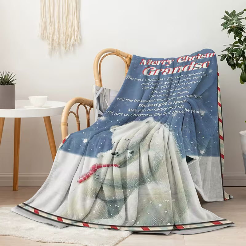 Christmas Gift For Your Grandson Blanket - From Grandma& Grandpa