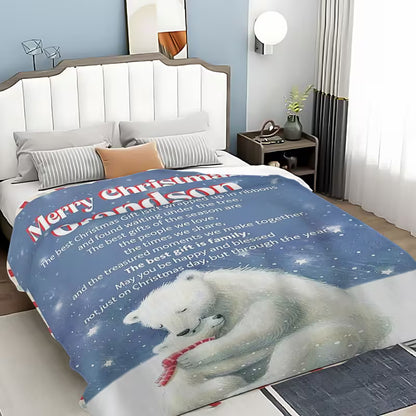 Christmas Gift For Your Grandson Blanket - From Grandma& Grandpa
